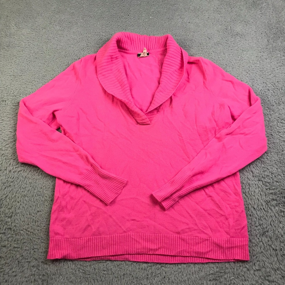 J Crew Sweater Womens XL Hot Pink Cashmere Knit Cowl Neck Shawl Pullover